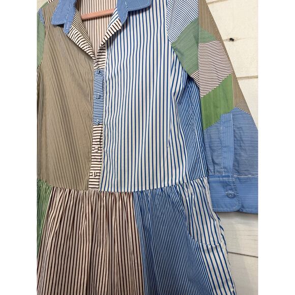 Tuckernuk Dress Striped Multicolor Size MED Buttons Collared - Picture 5 of 7